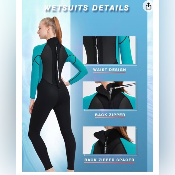 REALON Wetsuit Women Neoprene Wet Suits 3mm Full Body Size Large - Picture 10 of 10